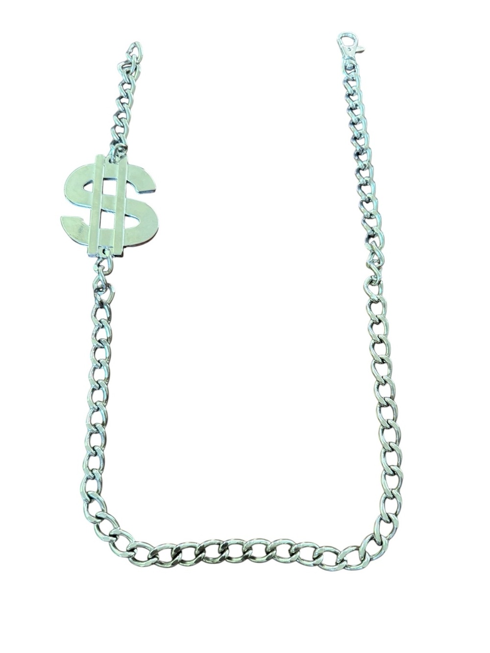 Vintage Dollar Sign Chain in Silver Tone Men’s Women’s Streetwear Accessory